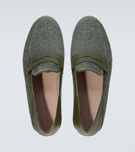 Manolo Blahnik Padstow leather-trimmed raffia loafers