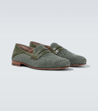 Manolo Blahnik Padstow leather-trimmed raffia loafers