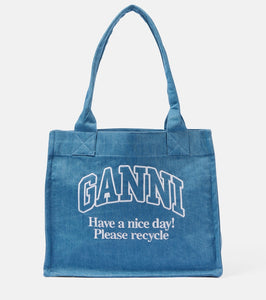 Ganni Logo denim tote bag. Shop Ganni Tote Bags for women now.