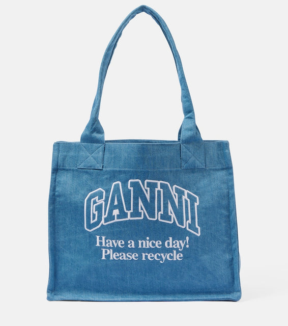 Ganni Logo denim tote bag. Shop Ganni Tote Bags for women now.