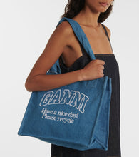 Ganni Logo denim tote bag