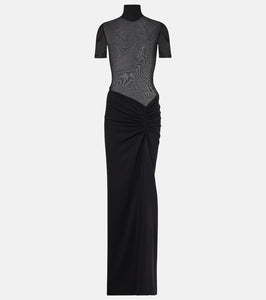 Christopher Esber Fusion gathered jersey and cr√É¬™pe maxi dress