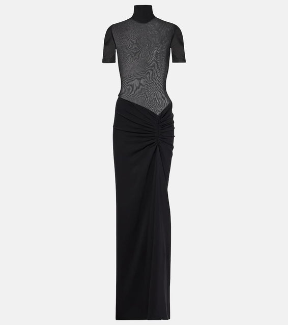 Christopher Esber Fusion gathered jersey and cr√É¬™pe maxi dress