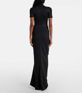 Christopher Esber Fusion gathered jersey and cr√É¬™pe maxi dress