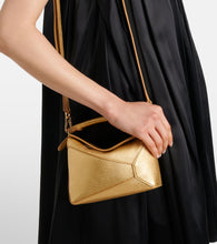 Loewe Puzzle Mini metallic leather tote bag