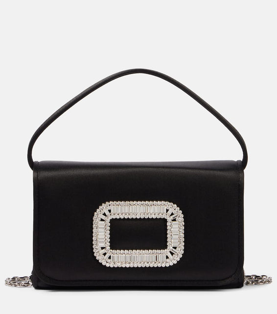 Roger Vivier Pilgrim Micro embellished satin shoulder bag. Shop Roger Vivier Top-Handle Bags for women now.