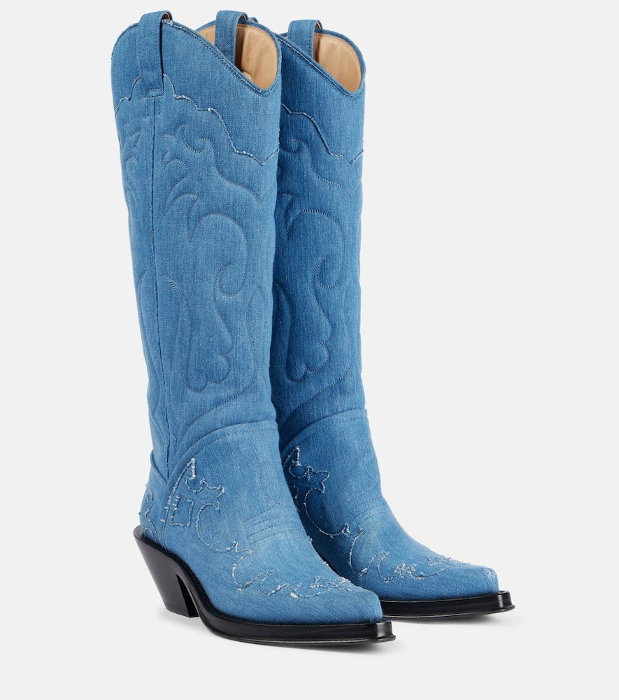 Gabriela Hearst Capitana cowboy boots - Blue Mid Heel Boots