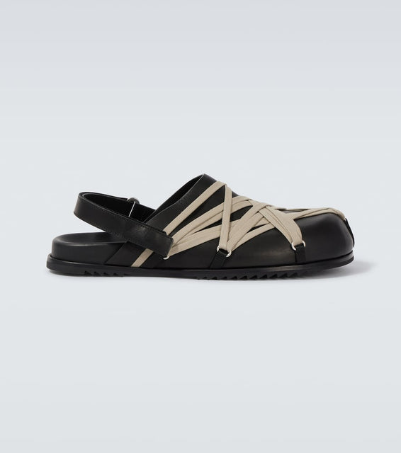 Rick Owens Megalace leather slingback clogs