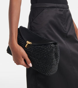 Toteme T-Lock woven leather clutch