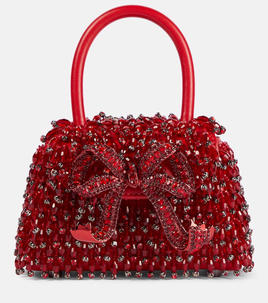 Self-Portrait Bow Micro beaded leather tote bag. Shop Self-Portrait Top-Handle Bags for women now.