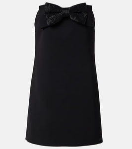 Self-Portrait Beaded bow-detail cr√É¬™pe minidress