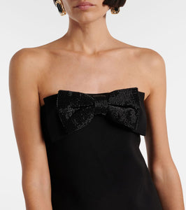 Self-Portrait Beaded bow-detail cr√É¬™pe minidress