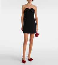 Self-Portrait Beaded bow-detail cr√É¬™pe minidress