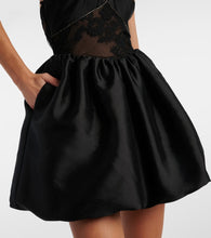 Self-Portrait Lace-trimmed halterneck taffeta minidress