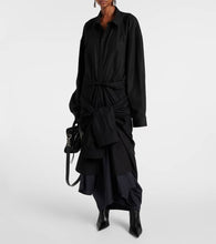 Balenciaga Gathered tie-front cotton shirt dress