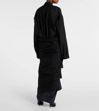 Balenciaga Gathered tie-front cotton shirt dress