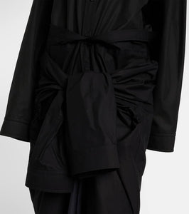 Balenciaga Gathered tie-front cotton shirt dress