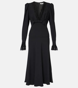 Alessandra Rich Envers lace-trimmed satin midi dress