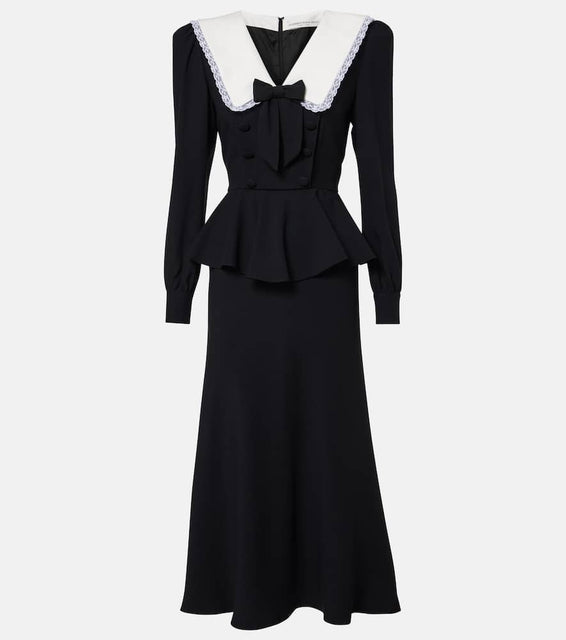 Alessandra Rich Bow-detail peplum satin midi dress