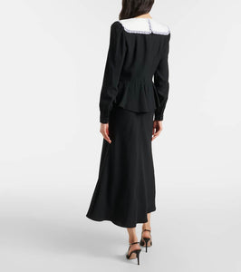 Alessandra Rich Bow-detail peplum satin midi dress
