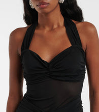Alessandra Rich Ruched sheer mesh maxi dress