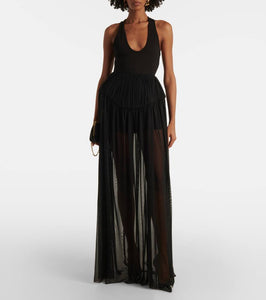 David Koma Jersey and chiffon gown