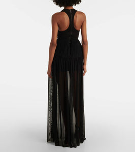 David Koma Jersey and chiffon gown