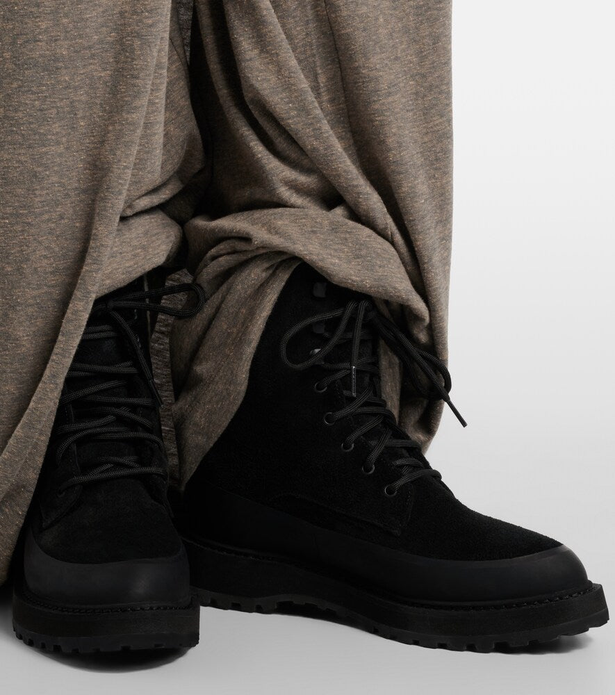 Le Monde Beryl Dolomite shearling-trimmed suede ankle boots