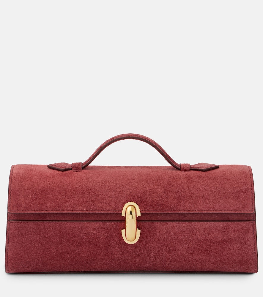 Savette Slim Symmetry Small suede clutch. Shop Savette Top-Handle Bags for women now.