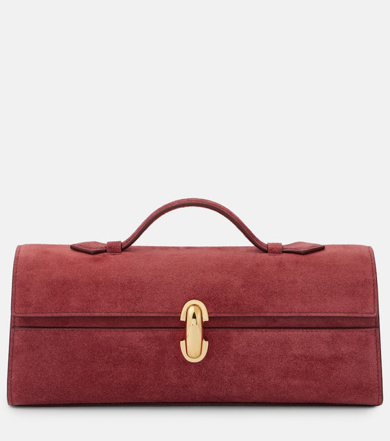 Savette Slim Symmetry Small suede clutch. Shop Savette Top-Handle Bags for women now.