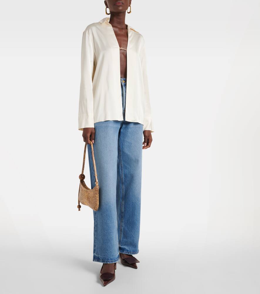 Jacquemus Bisou Perle croc-effect leather shoulder bag