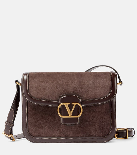 Valentino Garavani 9to5 Medium suede shoulder bag. Shop Valentino Garavani Shoulder Bags for women now.