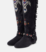 Isabel Marant Soksa embroidered suede knee-high boots