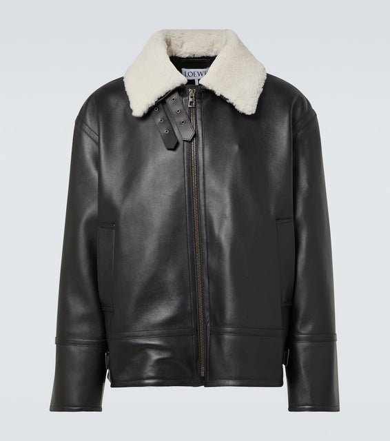 Loewe Shearling-trimmed leather jacket