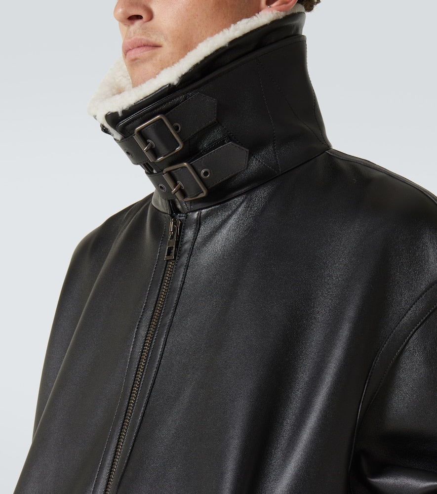 Loewe Shearling-trimmed leather jacket