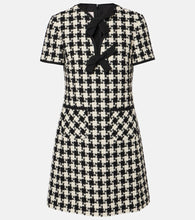 Valentino Bow-detail houndstooth tweed minidress