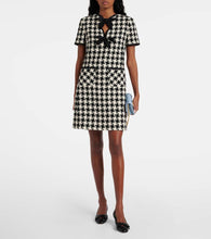 Valentino Bow-detail houndstooth tweed minidress