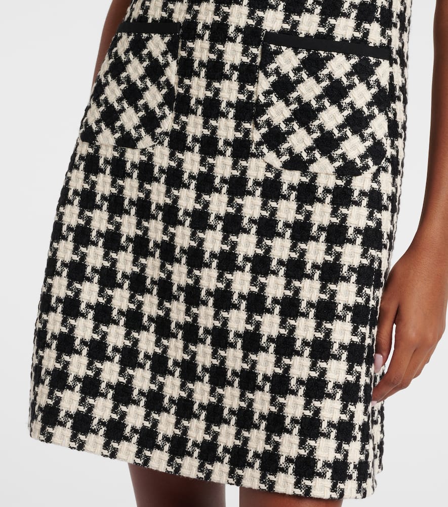 Valentino Bow-detail houndstooth tweed minidress