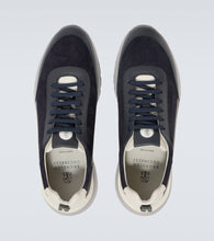 Brunello Cucinelli Leather-trimmed suede sneakers