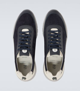 Brunello Cucinelli Leather-trimmed suede sneakers