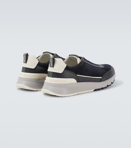 Brunello Cucinelli Leather-trimmed suede sneakers