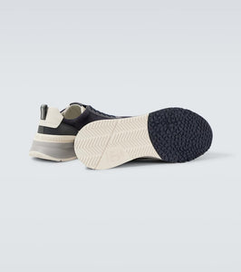 Brunello Cucinelli Leather-trimmed suede sneakers