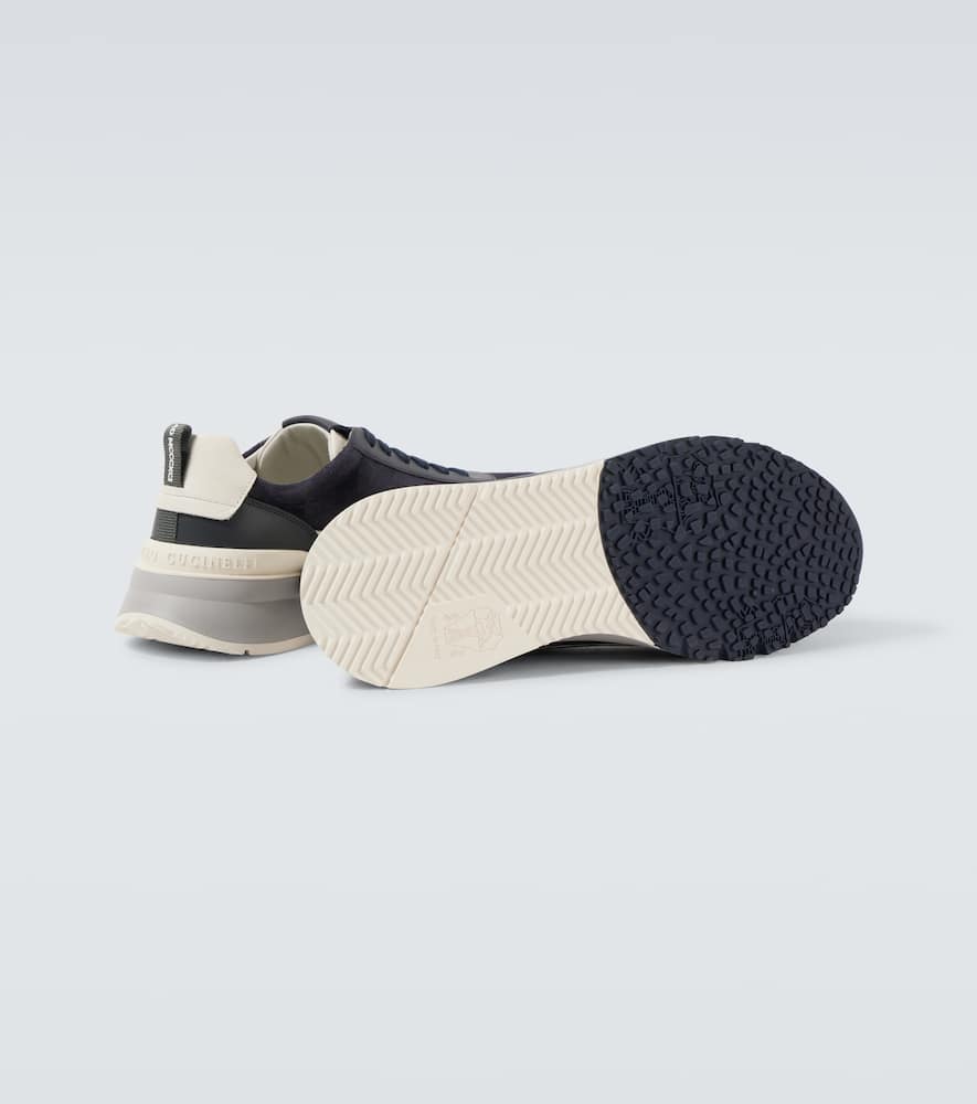 Brunello Cucinelli Leather-trimmed suede sneakers