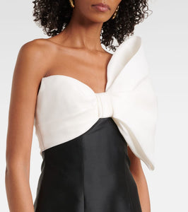 Monique Lhuillier Bow-detail asymmetric draped gown
