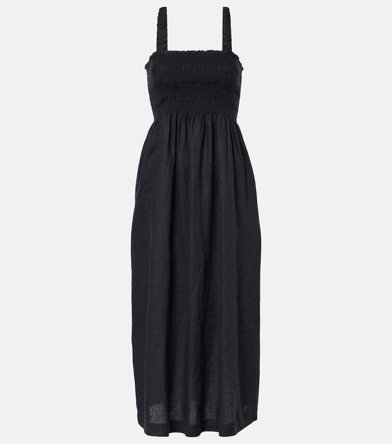 Heidi Klein La Bocana shirred linen midi dress