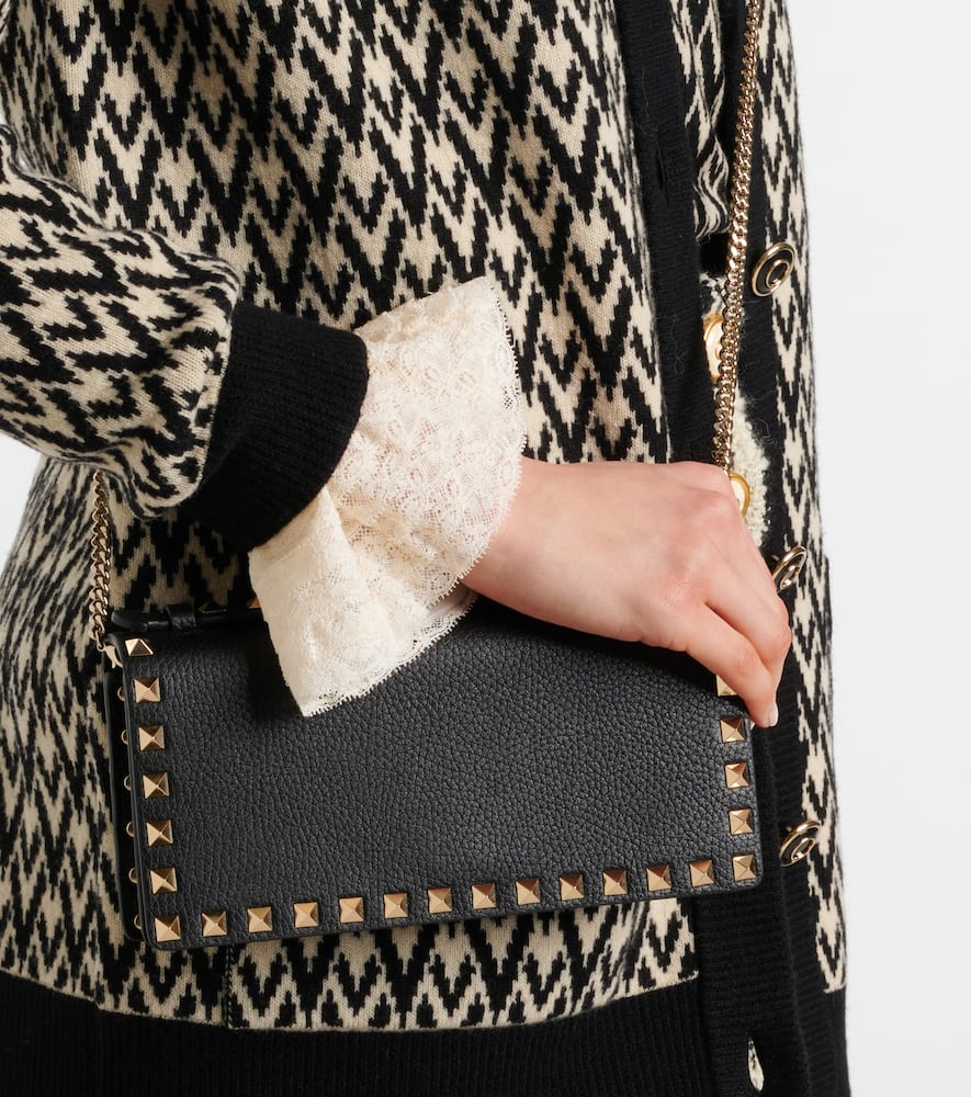 Valentino Garavani Rockstud leather wallet on chain