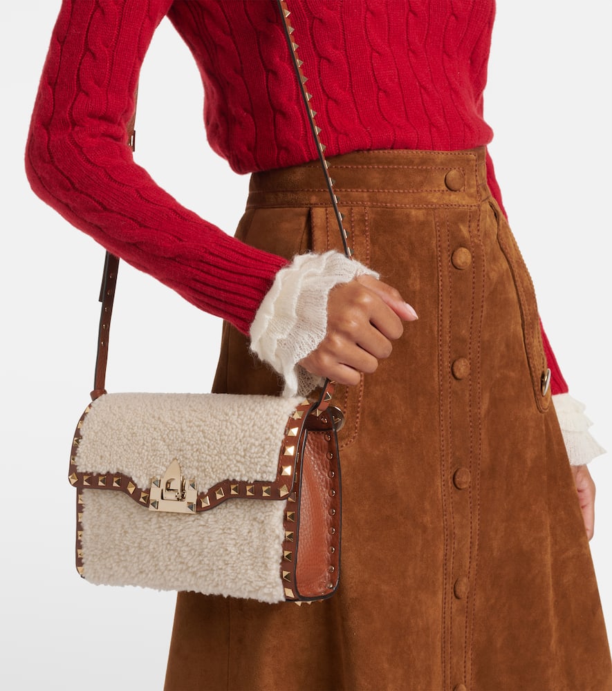 Valentino Garavani Rockstud Small shearling shoulder bag
