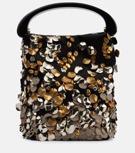Dries Van Noten Sequined satin bucket bag. Shop Dries Van Noten Top-Handle Bags for women now.