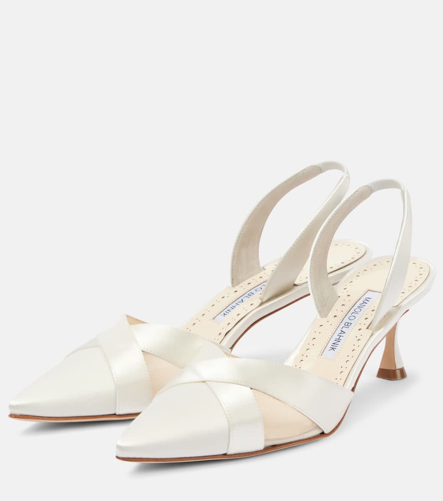 Manolo Blahnik Oyounasli 50 satin slingback pumps