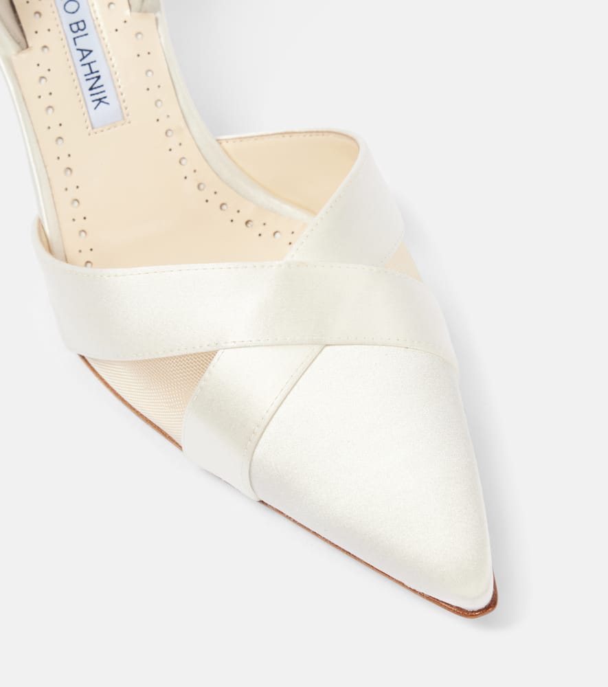 Manolo Blahnik Oyounasli 50 satin slingback pumps